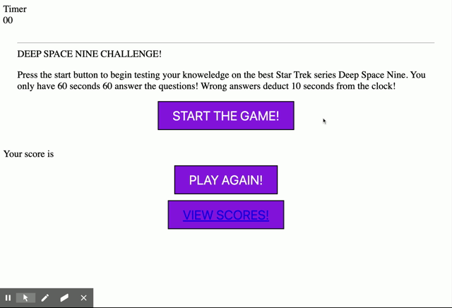 Gif of user playing the DS9 quiz