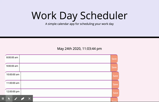 Gif of user utilizing the day planner